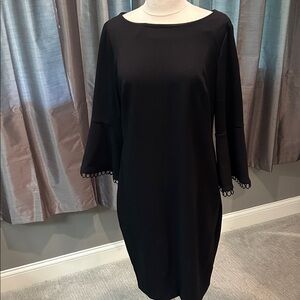 Calvin Klein Black Bell Detailed Sleeve Dress